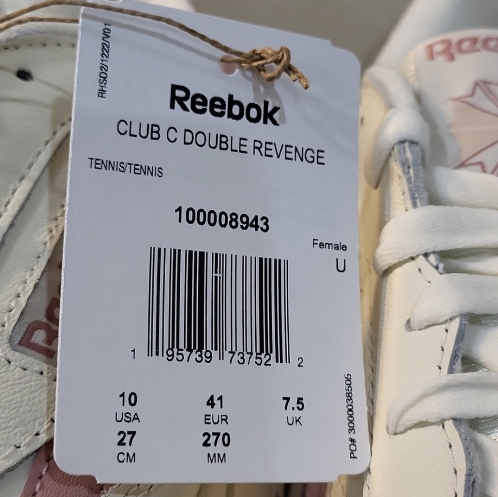 Reebok Club C Double Revenge Classic White and Pink Sneakers - Picture 6 of 14